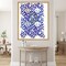 Large Framed Corporate Office Decor Wall Art Canvas 40x60 Inch - William Morris - Blue Pattern White